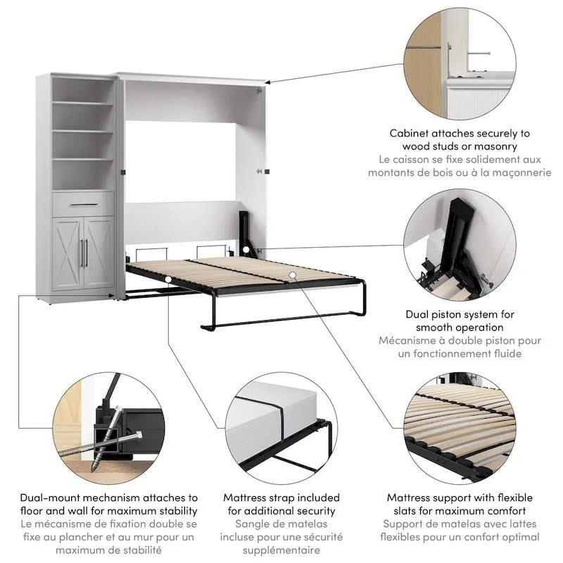 Lit escamotable Key West avec armoire-penderie (88W)