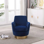Fauteuil pivotant en velours, Fauteuil pivotant d'appoint, Fauteuil de lecture, Fauteuil rond avec piètement en acier inoxydable doré