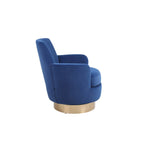 Fauteuil pivotant en velours, Fauteuil pivotant d'appoint, Fauteuil de lecture, Fauteuil rond avec piètement en acier inoxydable doré