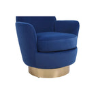 Fauteuil pivotant en velours, Fauteuil pivotant d'appoint, Fauteuil de lecture, Fauteuil rond avec piètement en acier inoxydable doré