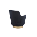 Fauteuil pivotant en velours, Fauteuil pivotant d'appoint, Fauteuil de lecture, Fauteuil rond avec piètement en acier inoxydable doré