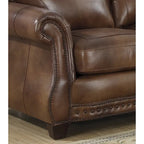 Ensemble canapé, causeuse et fauteuil en cuir italien brun cognac