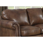 Ensemble canapé, causeuse et fauteuil en cuir italien brun cognac