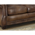 Ensemble canapé, causeuse et fauteuil en cuir italien brun cognac