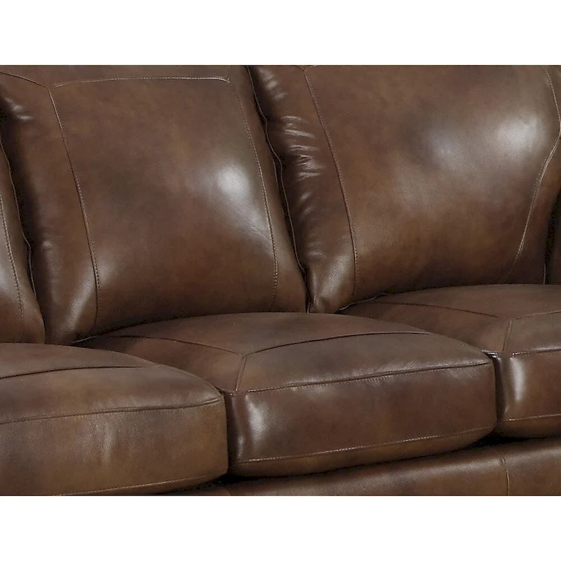Ensemble canapé, causeuse et fauteuil en cuir italien brun cognac