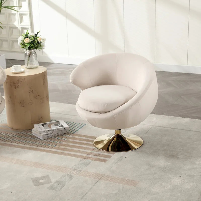 Fauteuils d'appoint pivotants à 360 degrés en velours côté gauche