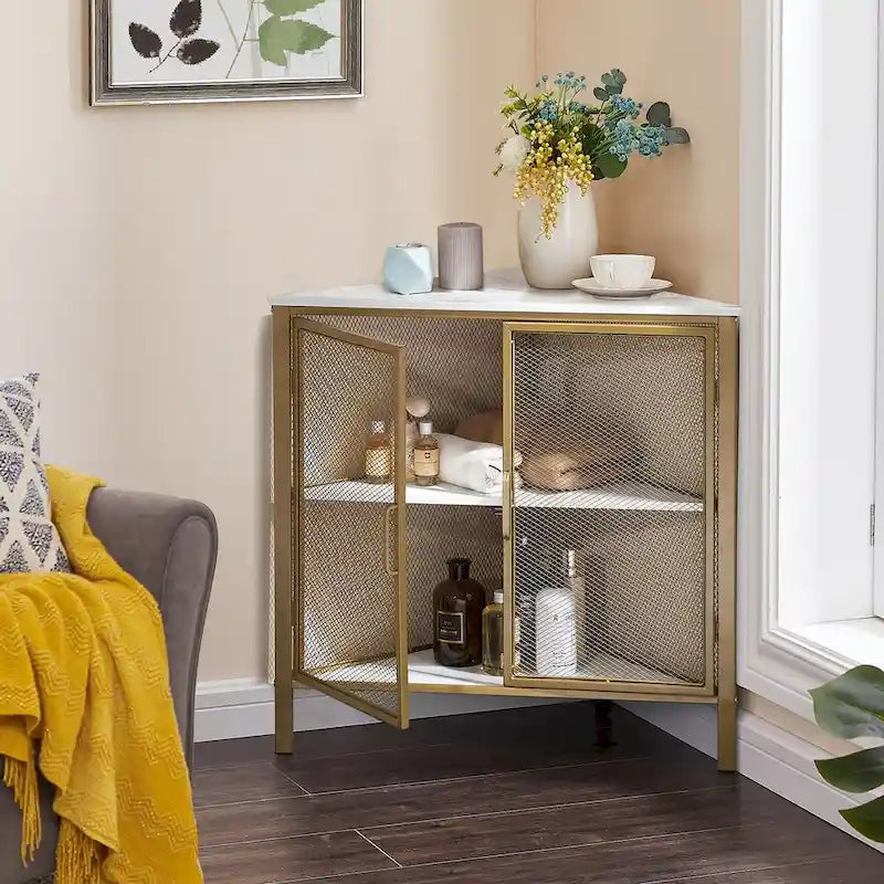 Table d'angle moderne triangulaire à 3 niveaux avec 2 portes pour salon, chambre, bureau