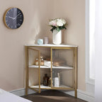 Table d'angle moderne triangulaire à 3 niveaux avec 2 portes pour salon, chambre, bureau