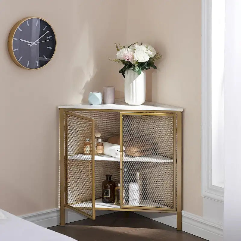 Table d'angle moderne triangulaire à 3 niveaux avec 2 portes pour salon, chambre, bureau