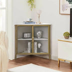 Table d'angle moderne triangulaire à 3 niveaux avec 2 portes pour salon, chambre, bureau