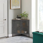 Table d'angle moderne triangulaire à 3 niveaux avec 2 portes pour salon, chambre, bureau