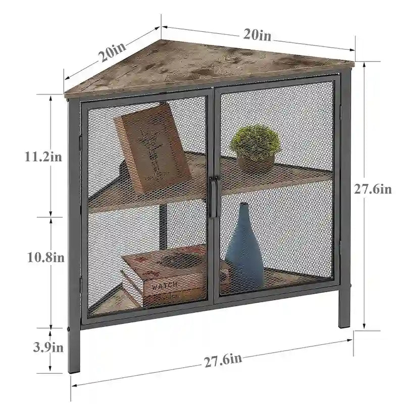 Table d'angle moderne triangulaire à 3 niveaux avec 2 portes pour salon, chambre, bureau