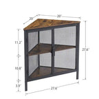 Table d'angle moderne triangulaire à 3 niveaux avec 2 portes pour salon, chambre, bureau