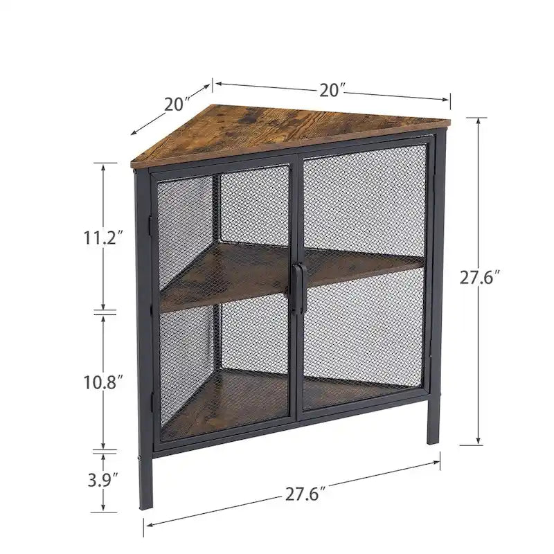 Table d'angle moderne triangulaire à 3 niveaux avec 2 portes pour salon, chambre, bureau