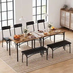 Ensemble de salle à manger 4 pièces avec 2 chaises rembourrées, 1 banc, 1 table de salle à manger