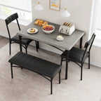 Ensemble de salle à manger 4 pièces avec 2 chaises rembourrées, 1 banc, 1 table de salle à manger