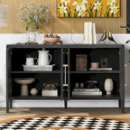 Buffet moderne à 4 portes avec pieds en bois massif, 60 po